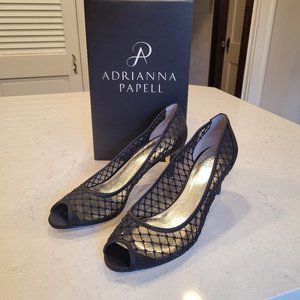 NIB Adrianna Papell Jamie Black Rhinestone 10 Wedding Special Shoes Heels